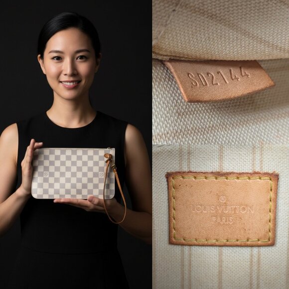 LOUIS VUITTON Damier Azur Neverfull Pouch - Picture 4 of 13